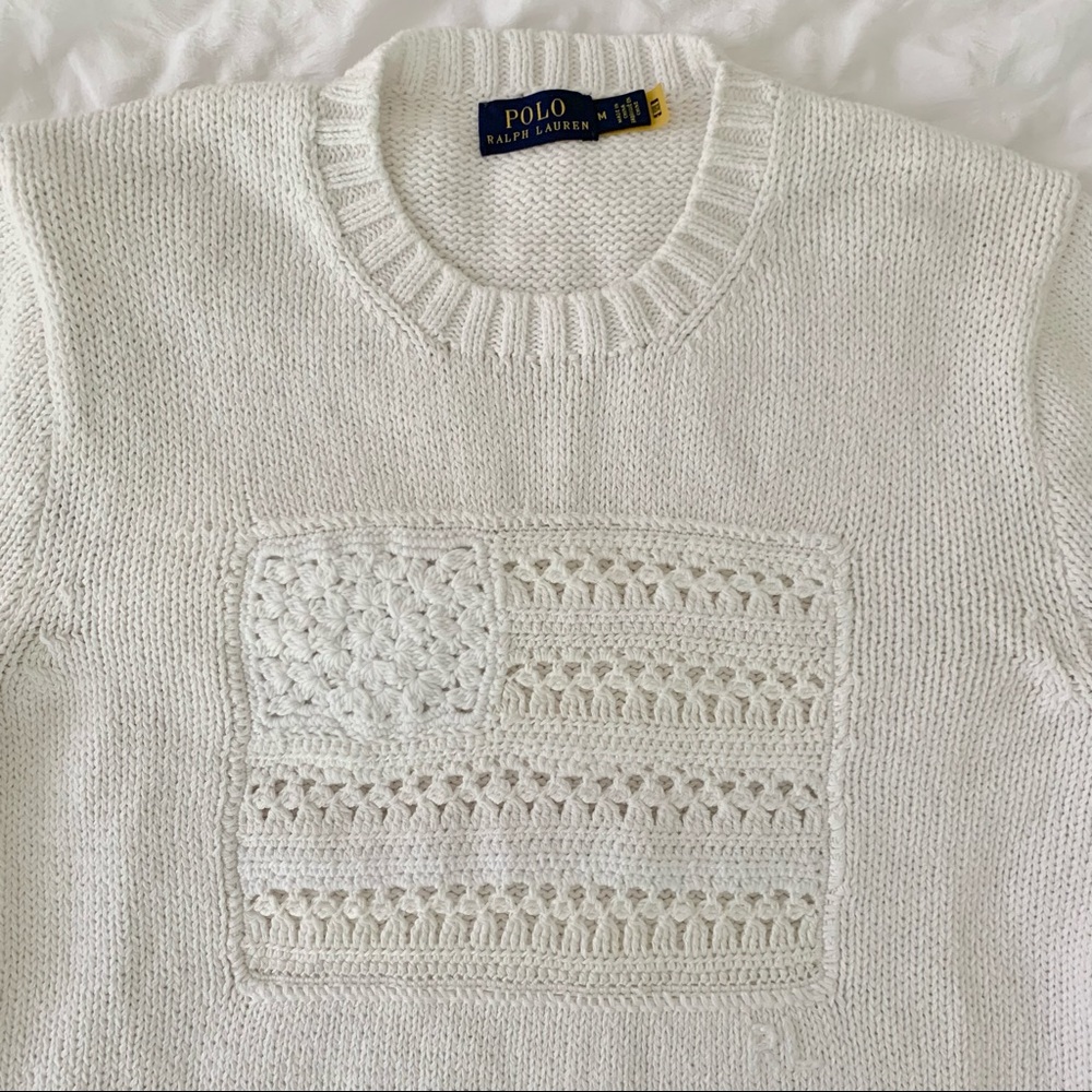 New Ralph Lauren American Flag White Sweater - Picture 7 of 13